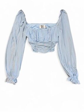 PrincessLight Blue Puff Sleeve Crop Top